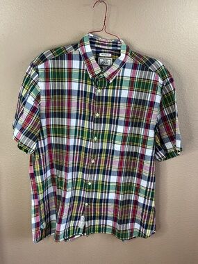 Jos. A. Bank Multicolor Plaid Short-Sleeve Button-Down Shirt